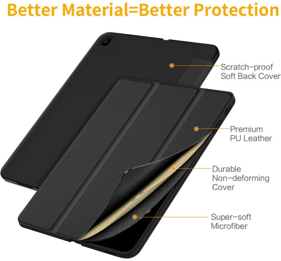 Чохол EasyAcc, сумісний із Samsung Galaxy Tab S6 Lite 2020 із загартованим склом, чорний (3041)