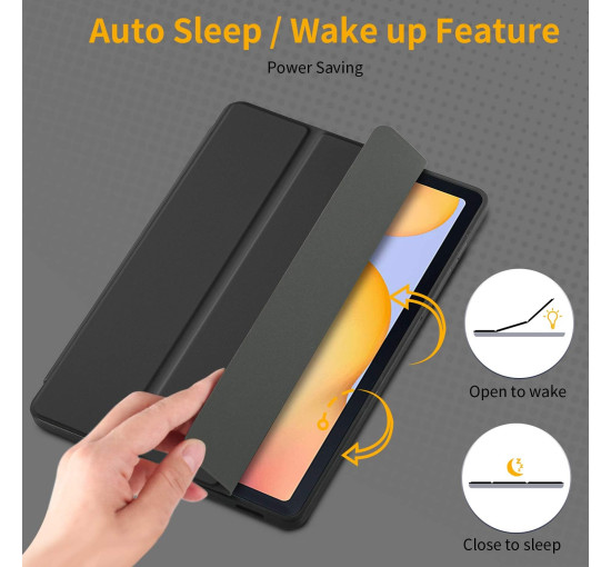 Чохол EasyAcc, сумісний із Samsung Galaxy Tab S6 Lite 2020 із загартованим склом, чорний (3041)