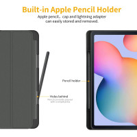 Чохол EasyAcc, сумісний із Samsung Galaxy Tab S6 Lite 2020 із загартованим склом, чорний (3041)