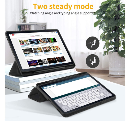 Чохол EasyAcc, сумісний із Samsung Galaxy Tab S6 Lite 2020 із загартованим склом, чорний (3041)