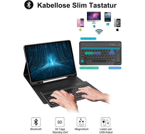 Чохол JADEMALL для iPad Pro 12.9 з клавіатурою, чорний (3113)