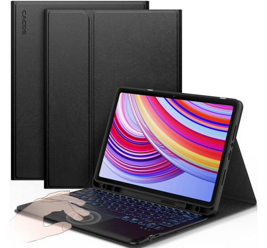 Чохол-клавіатура CACOE K03, сумісний з Redmi Pad Pro 12.1 / Xiaomi Poco Pad 12.1 2024, чорний (2173)