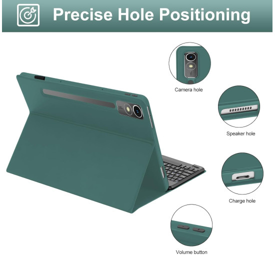 Чохол-клавіатура для Lenovo Tab P12 12.7", темно-зелений (2134)