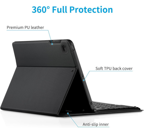 Чохол-клавіатура EasyAcc K02,  сумісний з iPad 6-го покоління, чорний (3037)