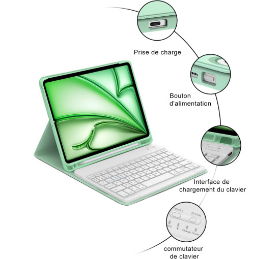 Чохол-клавіатура FOGARI для iPad Air 11 (M3 2025/M2 2024), світло-зелений (2141)