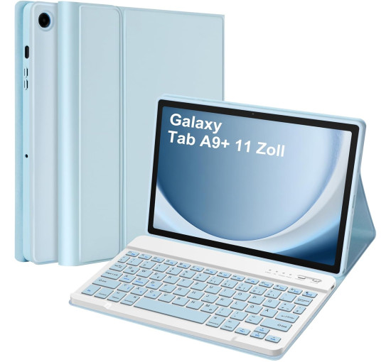 Чохол-клавіатура HOTLIFE для Samsung Galaxy Tab А9+ 11 дюймів 2023 (SM-X210/X215/X216B), світло-блакитний (2032)
