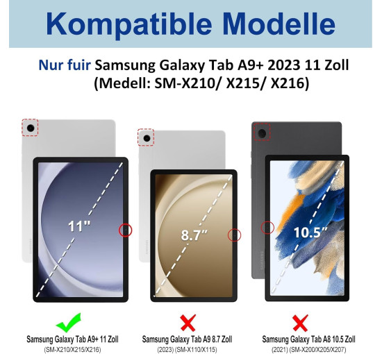 Чохол-клавіатура HOTLIFE для Samsung Galaxy Tab А9+ 11 дюймів 2023 (SM-X210/X215/X216B), світло-блакитний (2032)