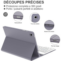 Чохол-клавіатура JADEMALL AZERTY для Galaxy Tab A9+/Tab A9 Plus 2023 11 дюймів, фіолетовий (3091)