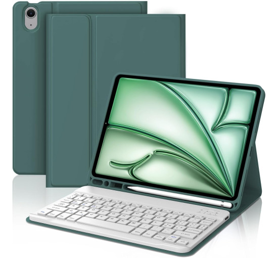 Чохол-клавіатура JADEMALL для iPad Air 11 дюймів 2025 M3, темно-зелена (3080)