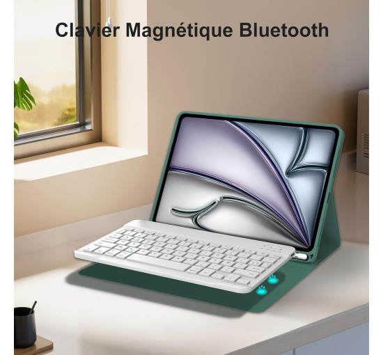 Чохол-клавіатура JADEMALL для iPad Air 11 дюймів 2025 M3, темно-зелена (3080)