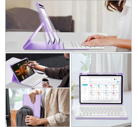 Чохол-клавіатура JADEMALL для iPad Air 11" M3 2025/M2 2024, світло-фіолетовий (3076)