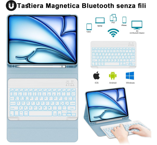 Чохол-клавіатура JADEMALL для iPad Air 11 (M3/M2 2025/2024), небесно-блакитний (3109)