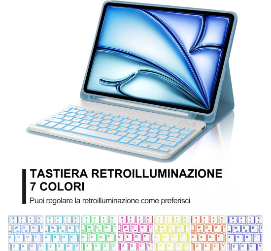 Чохол-клавіатура JADEMALL для iPad Air 11 (M3/M2 2025/2024), небесно-блакитний (3109)