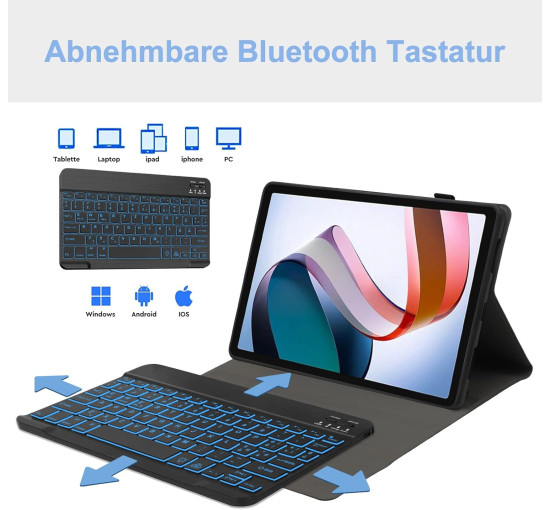 Чохол-клавіатура JADEMALL Xiaomi Redmi Pad з підсвічуванням, сумісний з Xiaomi L83 Redmi Pad 10,61 дюйма (3101)