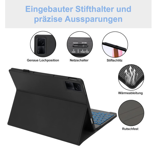 Чохол-клавіатура JADEMALL Xiaomi Redmi Pad з підсвічуванням, сумісний з Xiaomi L83 Redmi Pad 10,61 дюйма (3101)