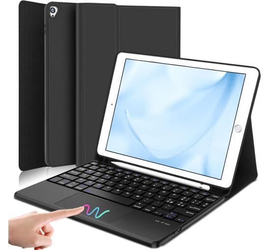 Чохол-клавіатура JADEMALL з тачпадом для iPad 9-го/8-го/7-го покоління 10,2 дюймів, чорна (3094)