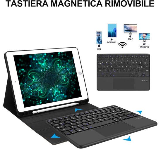 Чохол-клавіатура JADEMALL з тачпадом для iPad 9-го/8-го/7-го покоління 10,2 дюймів, чорна (3094)