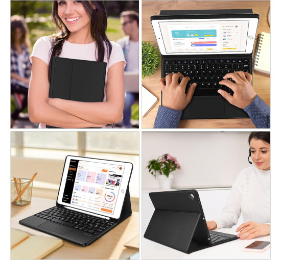 Чохол-клавіатура JADEMALL з тачпадом для iPad 9-го/8-го/7-го покоління 10,2 дюймів, чорна (3094)