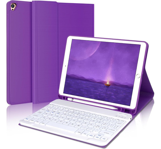 Чохол-клавіатура JADEMALL з тачпадом для iPad 9-го/8-го/7-го покоління 10,2 дюймів, фіолетовий (3095)