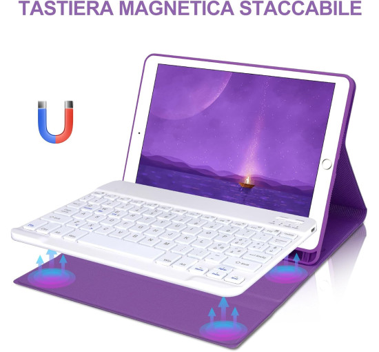 Чохол-клавіатура JADEMALL з тачпадом для iPad 9-го/8-го/7-го покоління 10,2 дюймів, фіолетовий (3095)