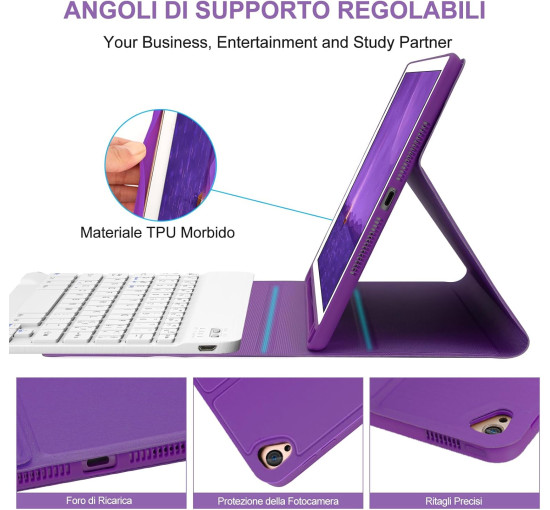 Чохол-клавіатура JADEMALL з тачпадом для iPad 9-го/8-го/7-го покоління 10,2 дюймів, фіолетовий (3095)