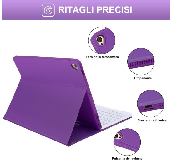 Чохол-клавіатура JADEMALL з тачпадом для iPad 9-го/8-го/7-го покоління 10,2 дюймів, фіолетовий (3095)