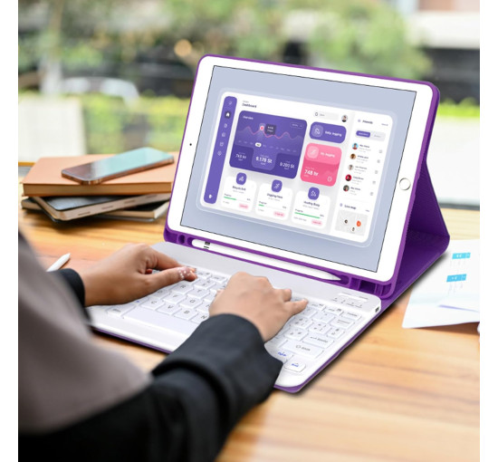 Чохол-клавіатура JADEMALL з тачпадом для iPad 9-го/8-го/7-го покоління 10,2 дюймів, фіолетовий (3095)