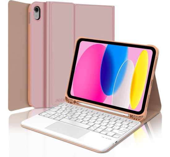 Чохол-клавіатура JADEMALL з трекпадом для iPad 10/11-го покоління, рожевий (3079)