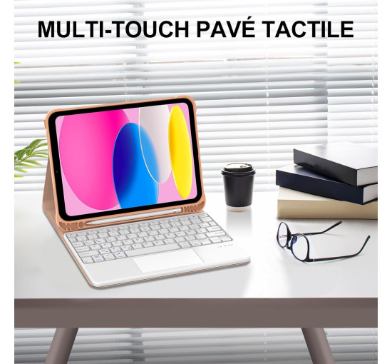 Чохол-клавіатура JADEMALL з трекпадом для iPad 10/11-го покоління, рожевий (3079)