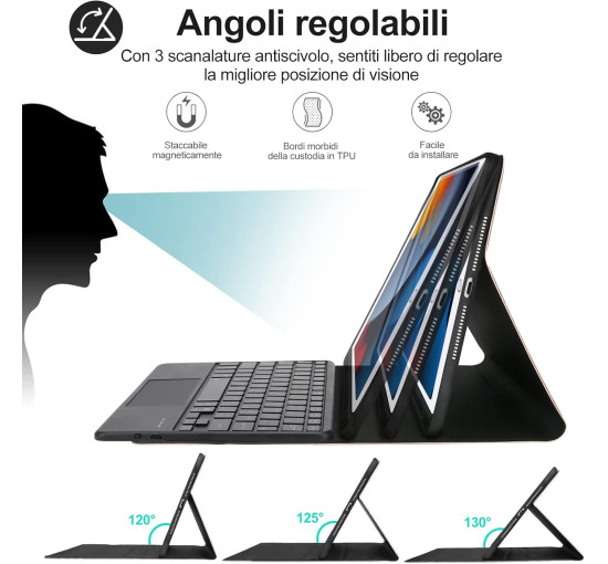 Чохол-клавіатура JADEMALL з трекпадом для iPad 10.2" 9-го/8-го/7-го покоління, чорна (3093)