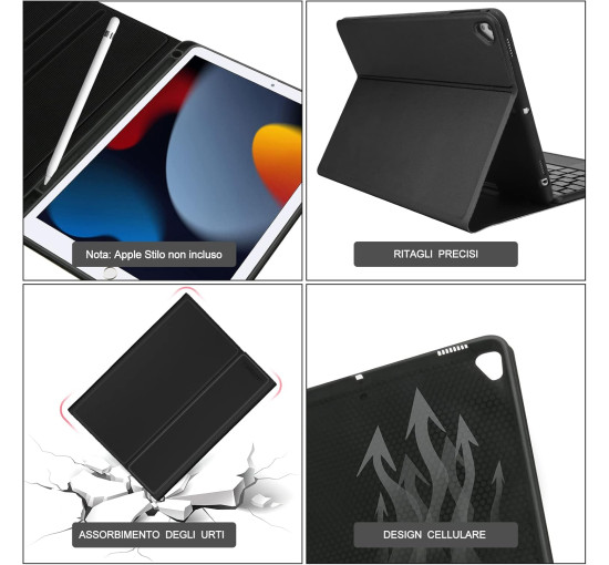 Чохол-клавіатура JADEMALL з трекпадом для iPad 10.2" 9-го/8-го/7-го покоління, чорна (3093)