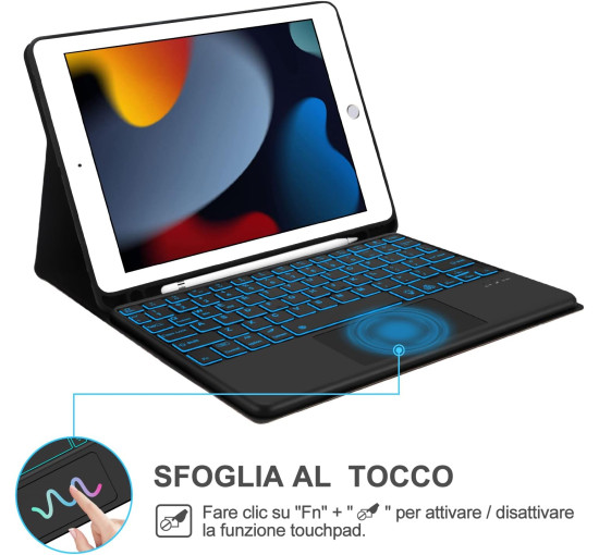 Чохол-клавіатура JADEMALL з трекпадом для iPad 10.2" 9-го/8-го/7-го покоління, чорна (3093)