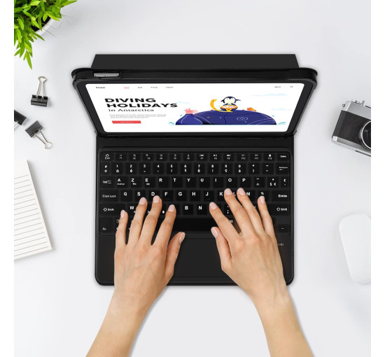Чохол-клавіатура з трекпадом для iPad 10/11-го покоління 2024/2025 A16, чорний (3082)