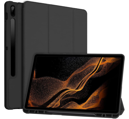 Чохол TQQ ESGWGFFGs7s8PTB1 для Samsung Galaxy Tab S7 FE S8 12.4 дюймів, з тримачем для ручки, чорний (2124)