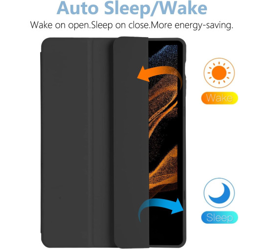 Чохол TQQ ESGWGFFGs7s8PTB1 для Samsung Galaxy Tab S7 FE S8 12.4 дюймів, з тримачем для ручки, чорний (2124)