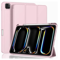 Чехол Vobafe для iPad Pro 13 (M4) 2024 с держателем для карандашей, трехсложной подставкой, гибкая задняя крышка TPU, розовый (2043)