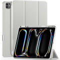 Чохол Vobafe для iPad Pro 13 (M4) 2024 з тримачем для олівців, трискладною підставкою, гнучка задня кришка TPU, світло-сірий (2042)