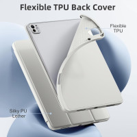 Чехол Vobafe для iPad Pro 13 (M4) 2024 с держателем для карандашей, трехсложной подставкой, гибкая задняя крышка TPU, светло-серый (2042)