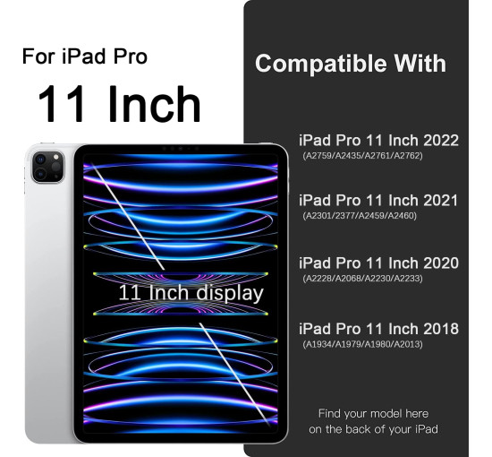 Чохол Vobafe, сумісний з iPad Pro 11 дюймів 2022/2021/2020/2018, гнучка задня кришка TPU з тримачем для олівців, синій (2047)