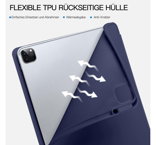 Чохол Vobafe, сумісний з iPad Pro 11 дюймів 2022/2021/2020/2018, гнучка задня кришка TPU з тримачем для олівців, синій (2047)