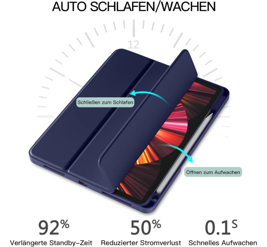 Чохол Vobafe, сумісний з iPad Pro 11 дюймів 2022/2021/2020/2018, гнучка задня кришка TPU з тримачем для олівців, синій (2047)