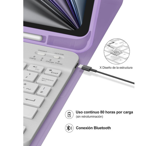 Чохол з клавіатурою WINCHKING для iPad Air 11 дюймів (M3/M2) 2025/2024, лавандовий (2152)