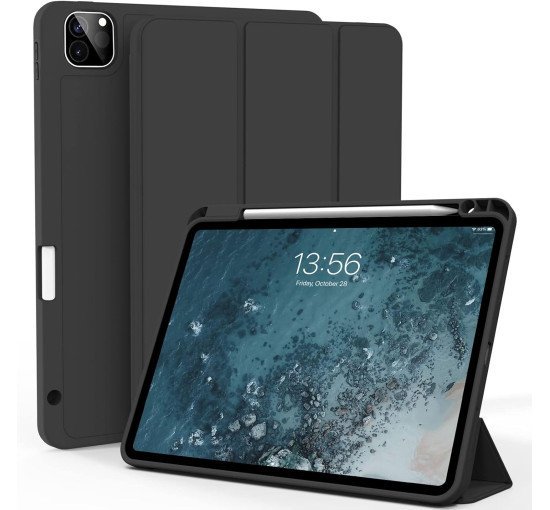 Чохол ZOYU для iPad Pro 11 дюймів 4-го/3-го/2-го покоління 2022/2021/2020 з тримачем для олівців, м'яка задня панель з ТПУ, чорний (2046)