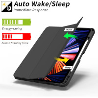 Чехол ZOYU для iPad Pro 11 дюймов 4-го/3-го/2-го поколения 2022/2021/2020 с держателем для карандашей, мягкая задняя панель из ТПУ, черный (2046)