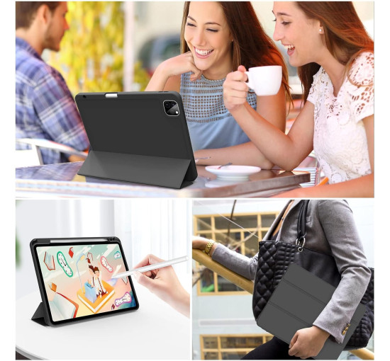 Чохол ZOYU для iPad Pro 11 дюймів 4-го/3-го/2-го покоління 2022/2021/2020 з тримачем для олівців, м'яка задня панель з ТПУ, чорний (2046)