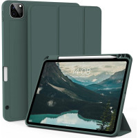 Чехол ZOYU для iPad Pro 11 дюймов 4-го/3-го/2-го поколения 2022/2021/2020 с держателем для карандашей, мягкая задняя панель из ТПУ, темно-зеленый (2045)