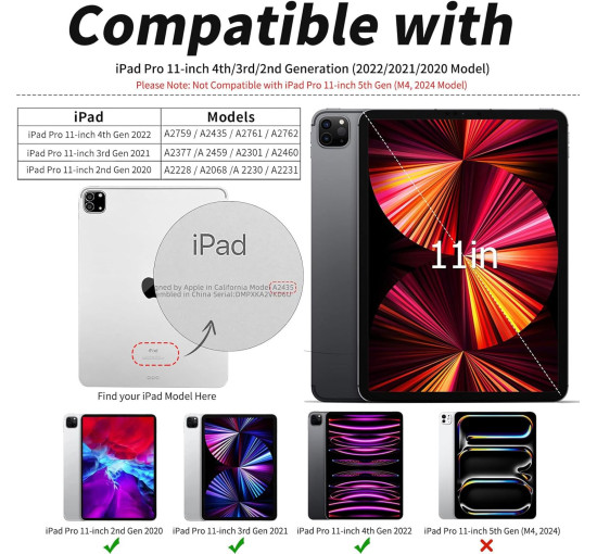 Чохол ZOYU для iPad Pro 11 дюймів 4-го/3-го/2-го покоління 2022/2021/2020 з тримачем для олівців, м'яка задня панель з ТПУ, темно-зелений (2045)