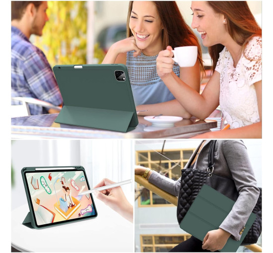 Чохол ZOYU для iPad Pro 11 дюймів 4-го/3-го/2-го покоління 2022/2021/2020 з тримачем для олівців, м'яка задня панель з ТПУ, темно-зелений (2045)