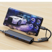 Deepfox Док-станція 2208TU, USB Type-C/Type-A, RJ45 Ethernet LAN адаптер 1000 Мбіт/с (5040)