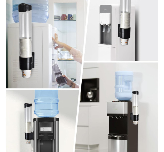 Диспенсер для чашок LBTING, висувний тримач для чашок з кулером для води, підходить для чашок з конічним або плоским дном, чорний (2075)